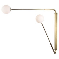 Contemporary Aged Brass Swing Arm Wall Sconce, Flutter One by Paul Matter