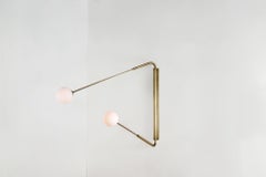 Contemporary Aged Brass Swing Arm Wall Sconce, Flutter Two by Paul Matter