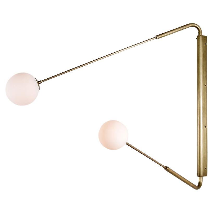 Contemporary Aged Brass Swing Arm Wall Sconce, Flutter Two by Paul Matter