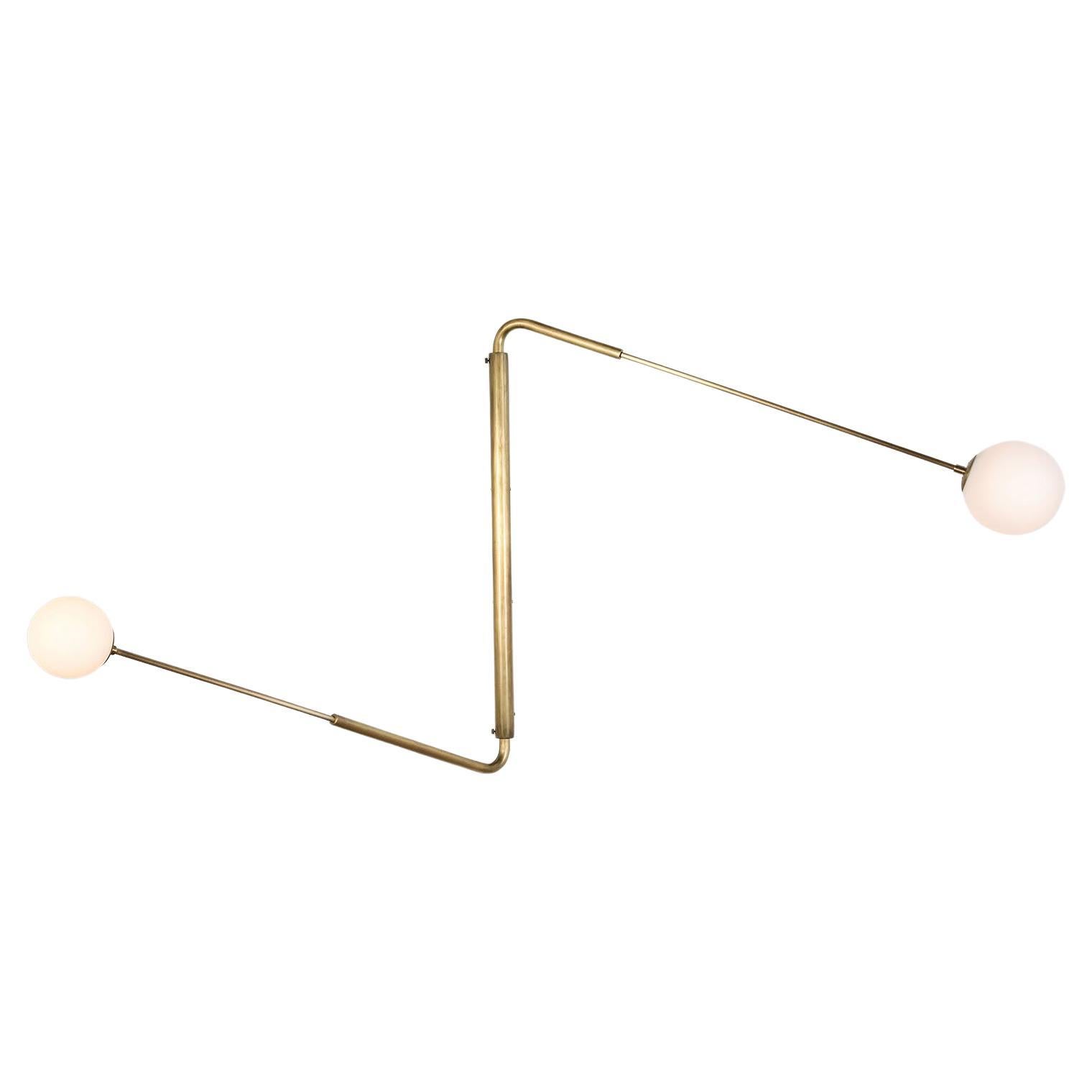 Contemporary Aged Brass Swing Arm Wall Sconce, Flutter Two by Paul Matter