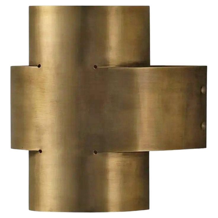 Contemporary Aged Brass Wall Sconce, Plus One Large Lamp by Paul Matter For Sale
