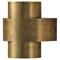Contemporary Aged Brass Wall Sconce, Plus One Large Lamp by Paul Matter