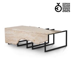 Contemporary Aire Travertine Coffee Table, Handmade in Portugal by Greenapple