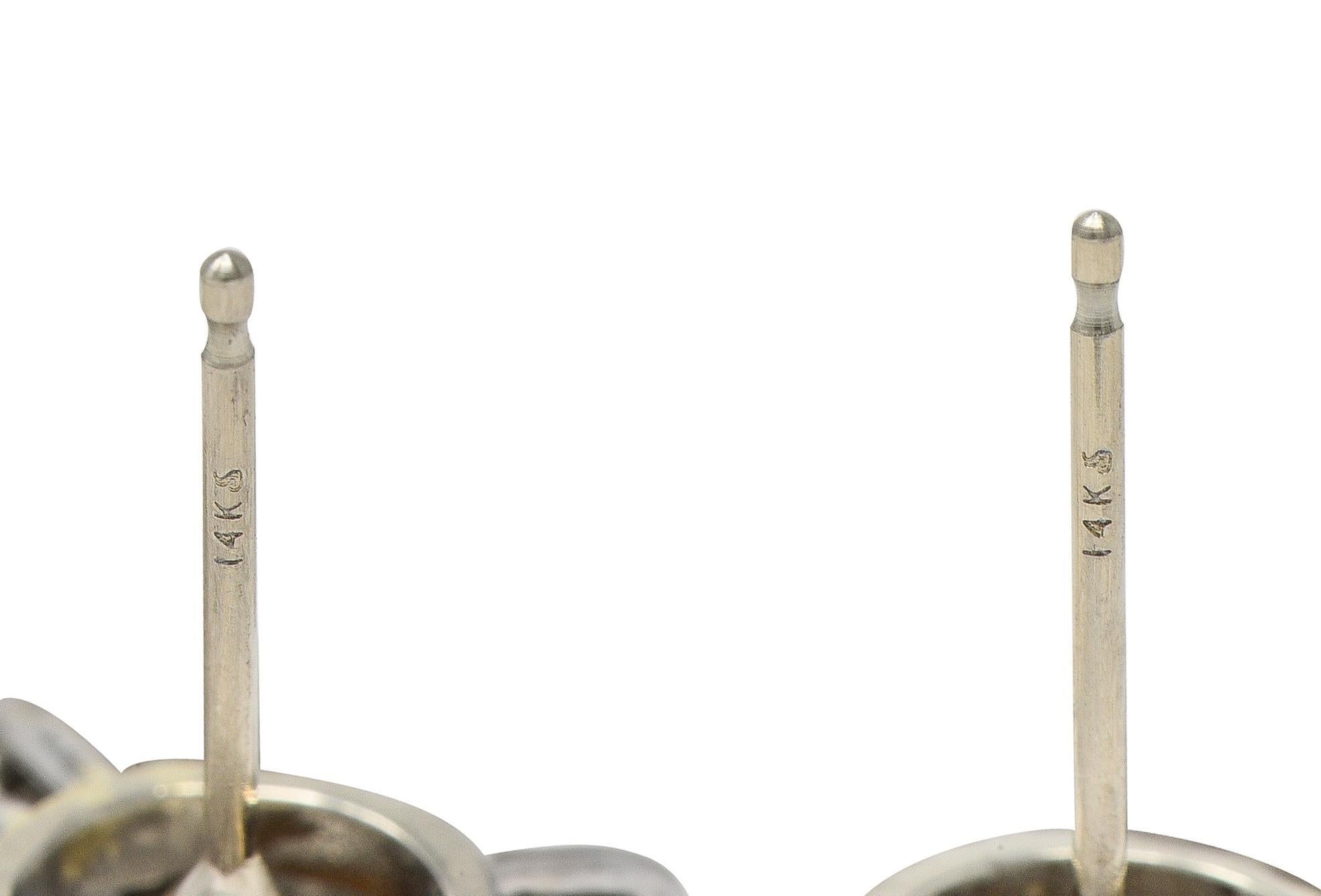 Zeitgenössische Akoya Perlen Diamant 14 Karat Weißgold Cluster Burst Ohrstecker Damen im Angebot