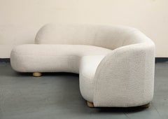 Contemporary Alabaster Boucle 2-Piece Chaise Sectional Sofa