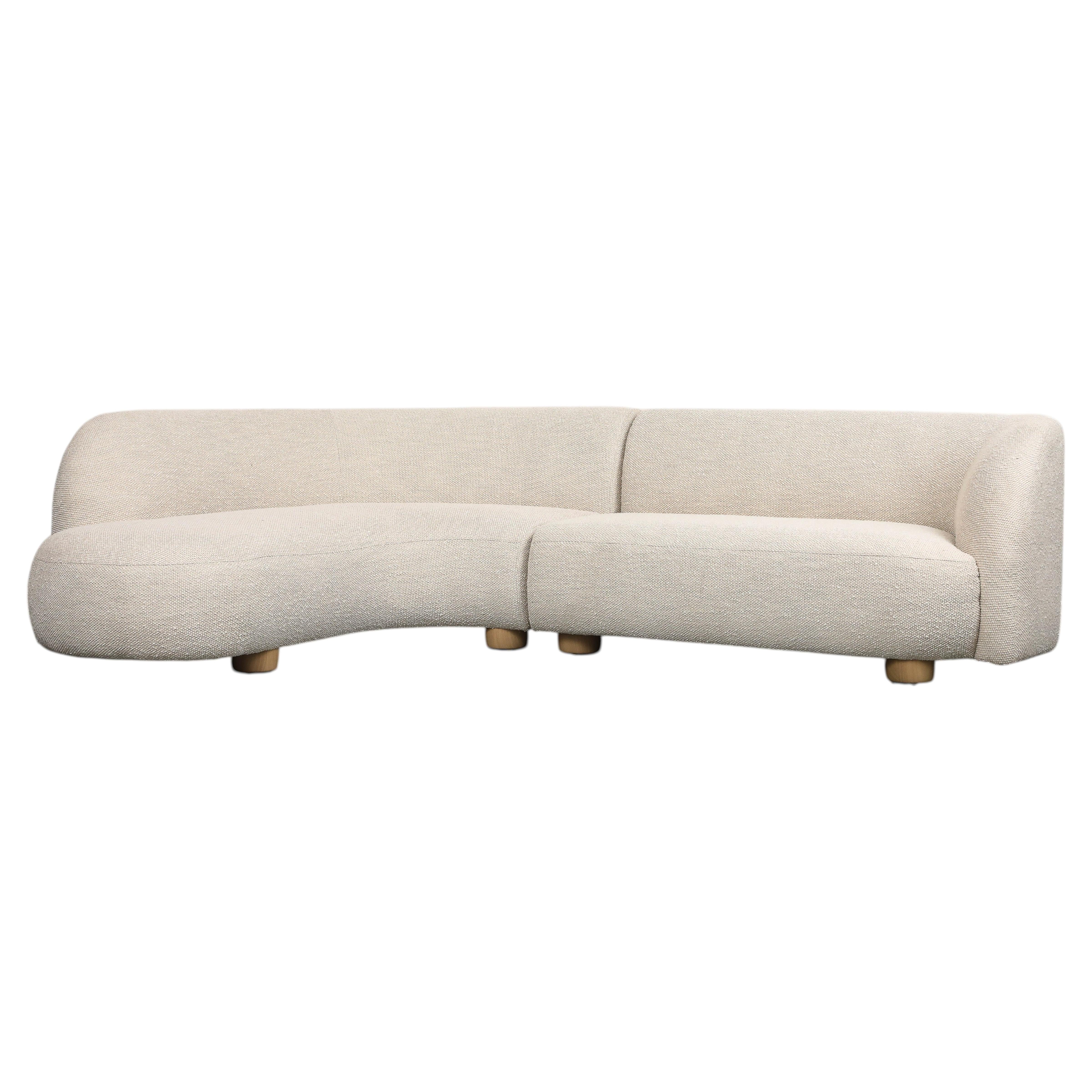 Contemporary Alabaster Boucle 2-Piece Chaise Sectional Sofa