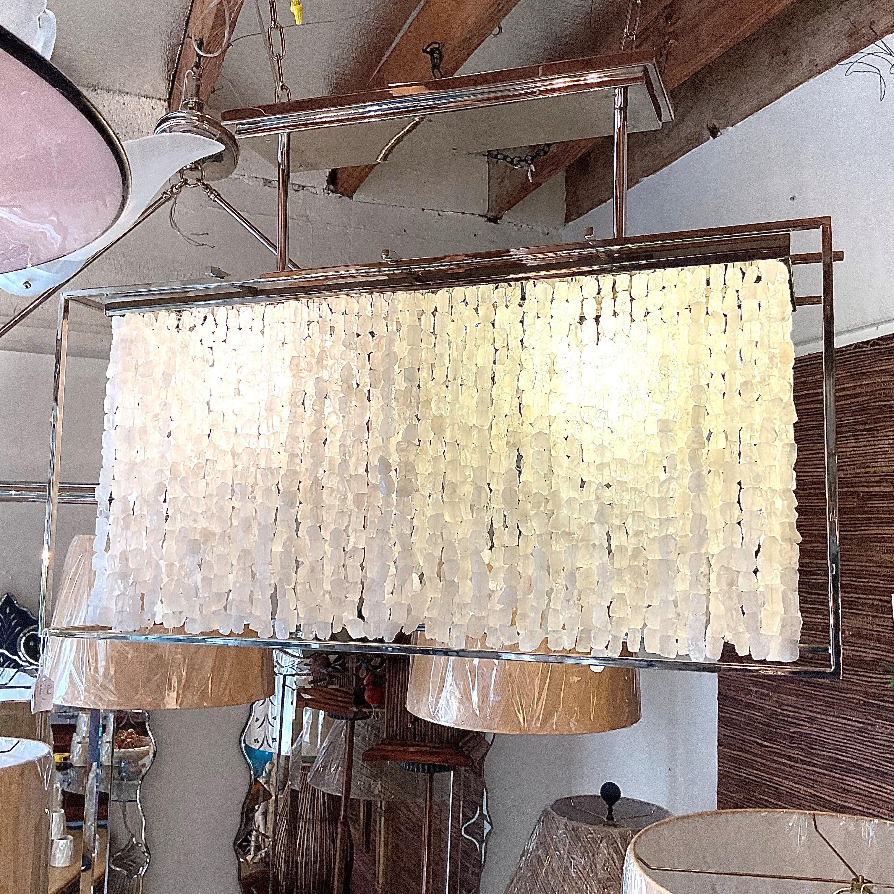 Americano Lampadario Alex Contemporary 5010 Finitura nichel con cristallo di rocca smerigliato in vendita