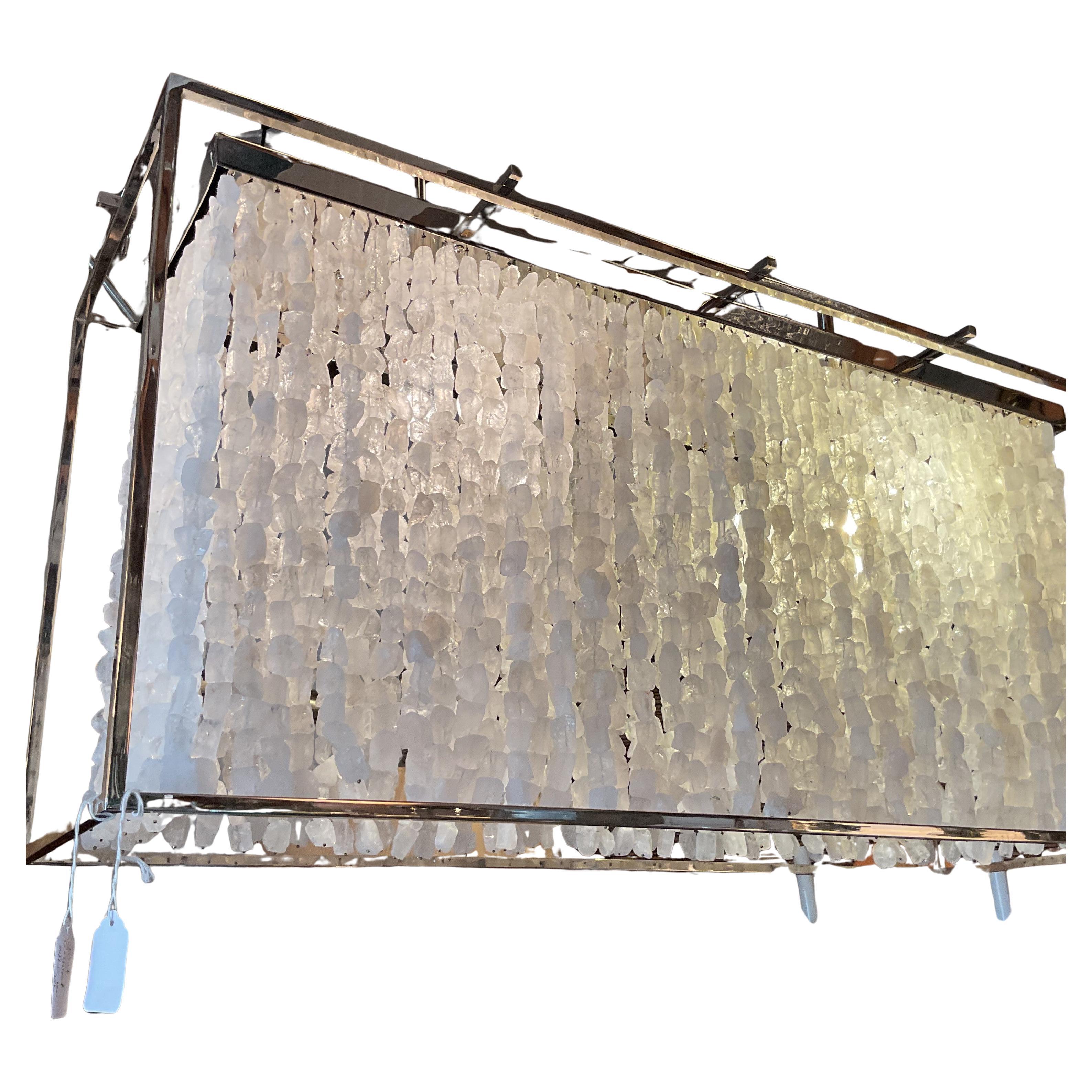 Contemporary Alex Chandelier 5010 Nickel Finish with Frosted Rock Crystal