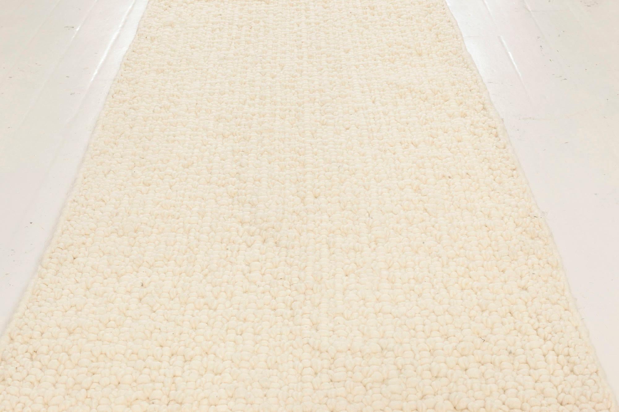 Hand-Woven Contemporary Alpine Handmade in Natural Lambswool Runner by Doris Leslie Blau For Sale