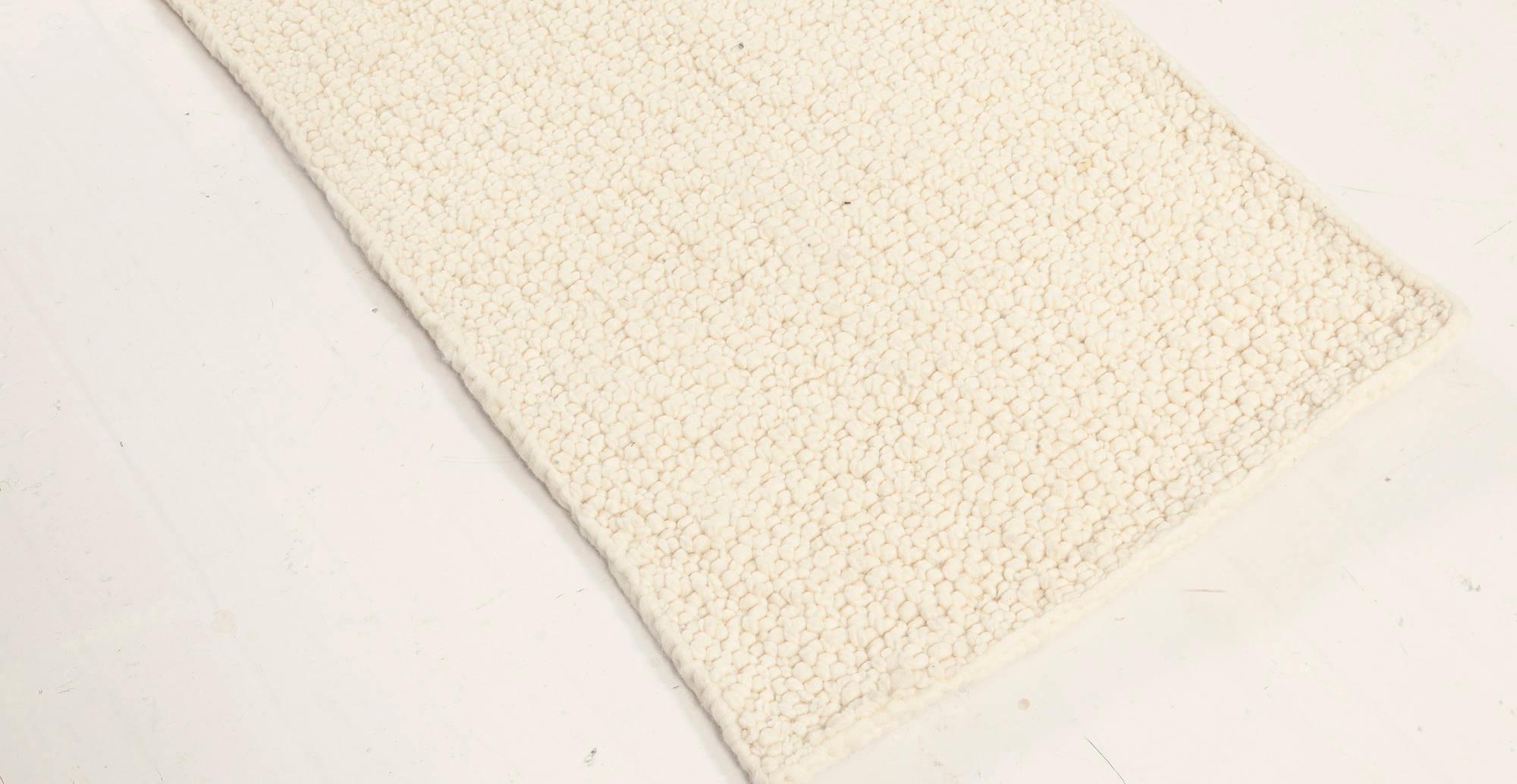 Wool Contemporary Alpine Handmade in Natural Lambswool Runner by Doris Leslie Blau For Sale