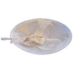 Contemporary Alta Footed Centerpiece Resin Bowl in Pearl Marble