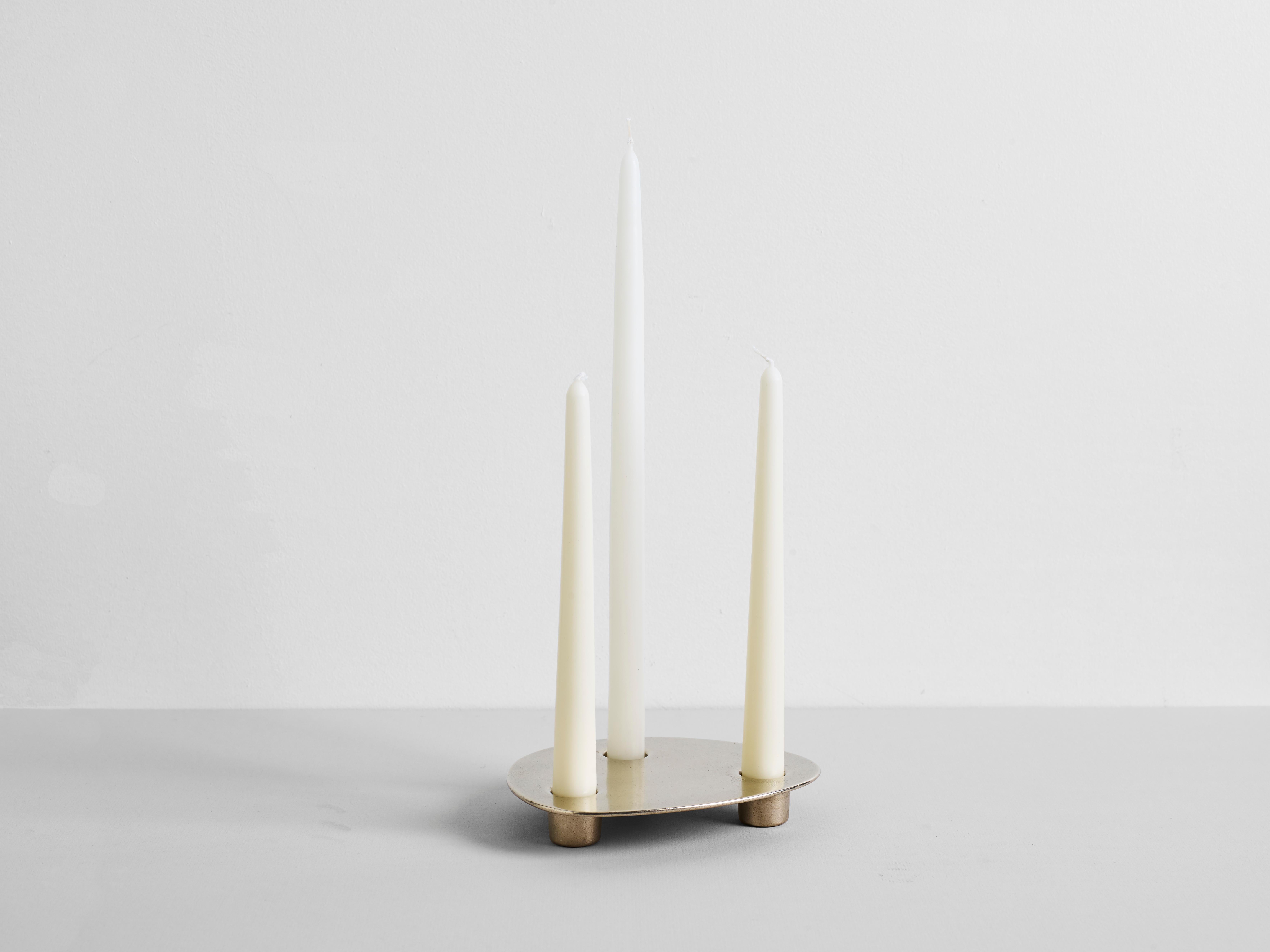 Brass Trio Candle Holder Henry Wilson For Sale 5