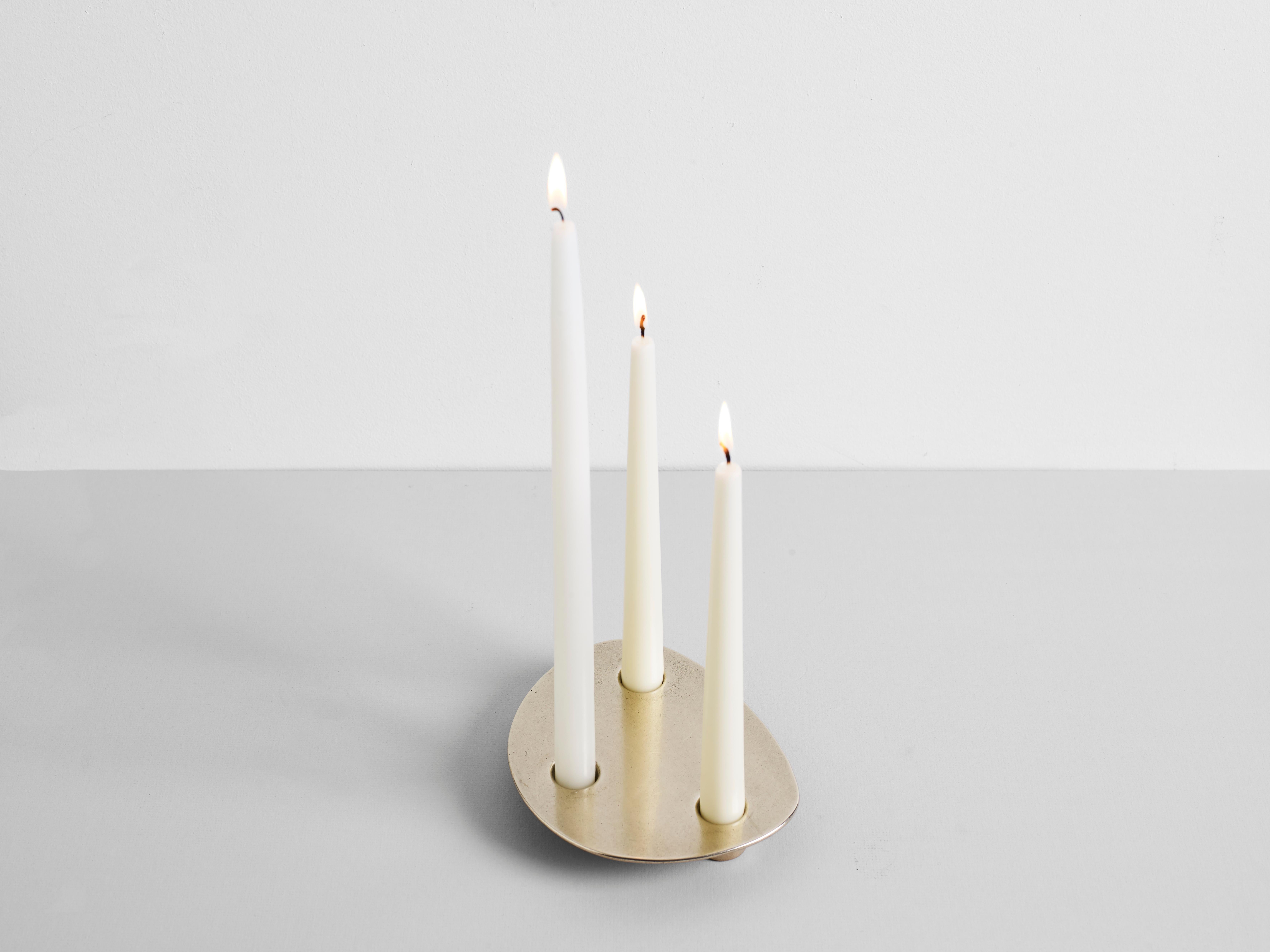 Brass Trio Candle Holder Henry Wilson For Sale 6