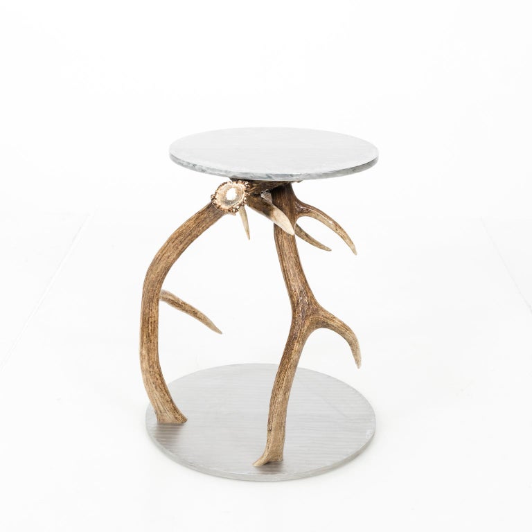 Contemporary Aluminium and Antler Side Table For Sale 5