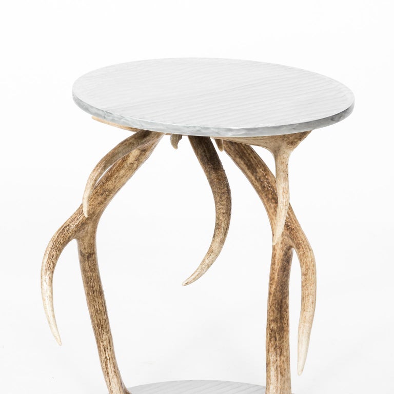 Post-Modern Contemporary Aluminium and Antler Side Table For Sale