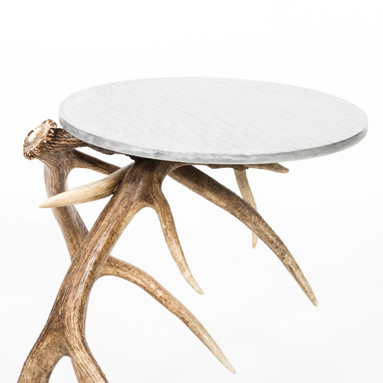 Aluminum Contemporary Aluminium and Antler Side Table For Sale