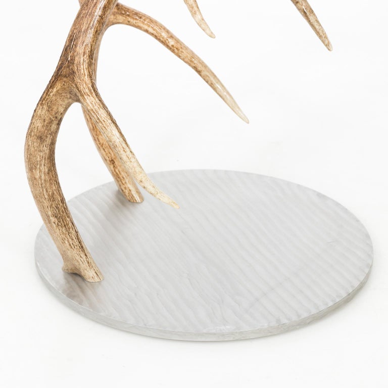 Contemporary Aluminium and Antler Side Table For Sale 1