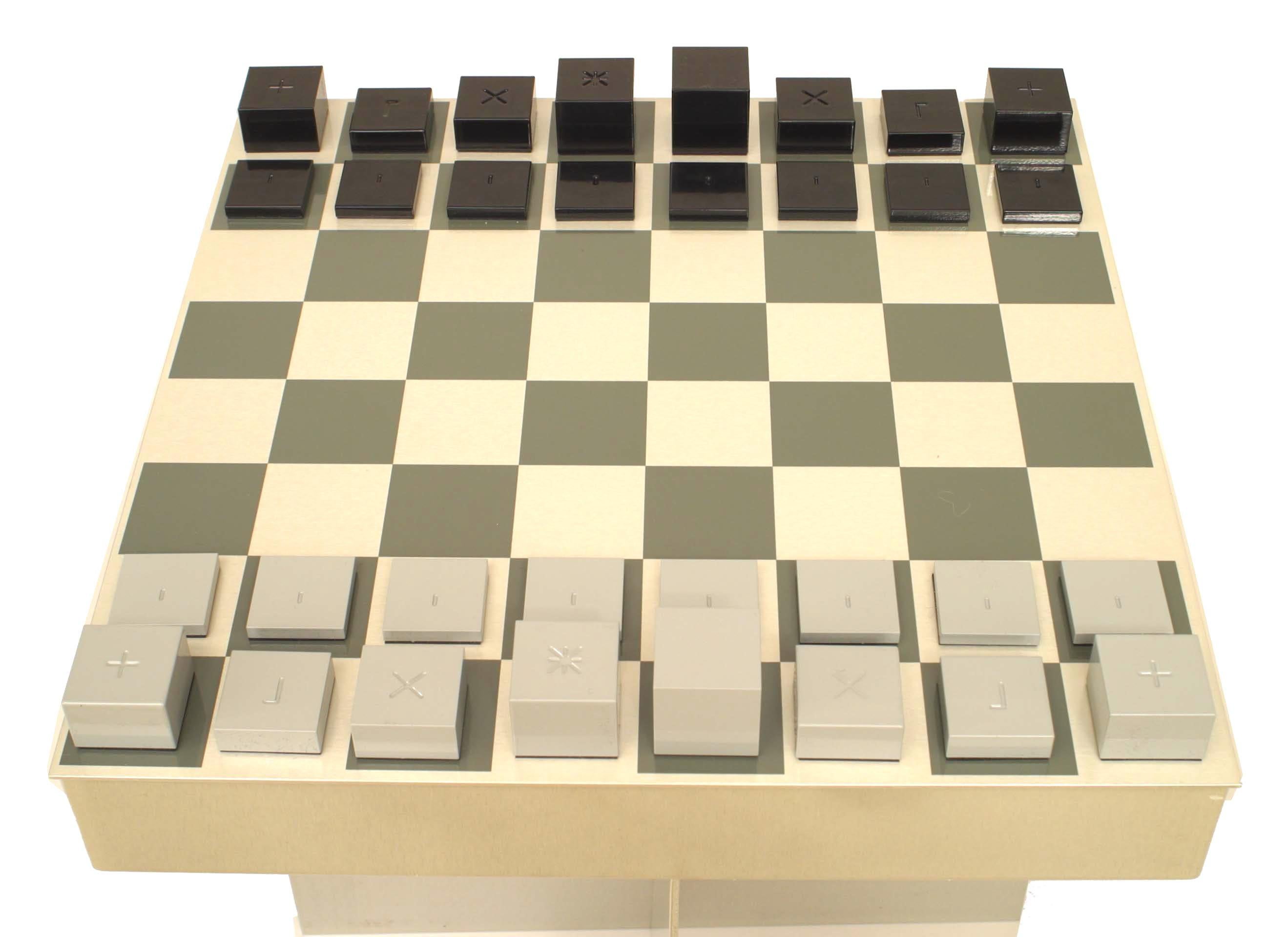 American Contemporary Powder Coated Aluminum Table Chess Set