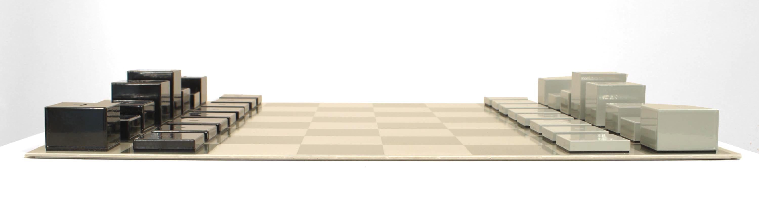 Contemporary Powder Coated Aluminum Table Chess Set In Good Condition In Queens, NY