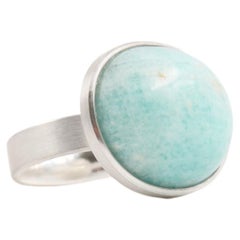 Contemporary Amazonite 925 SterlingSilver Cocktail Ring