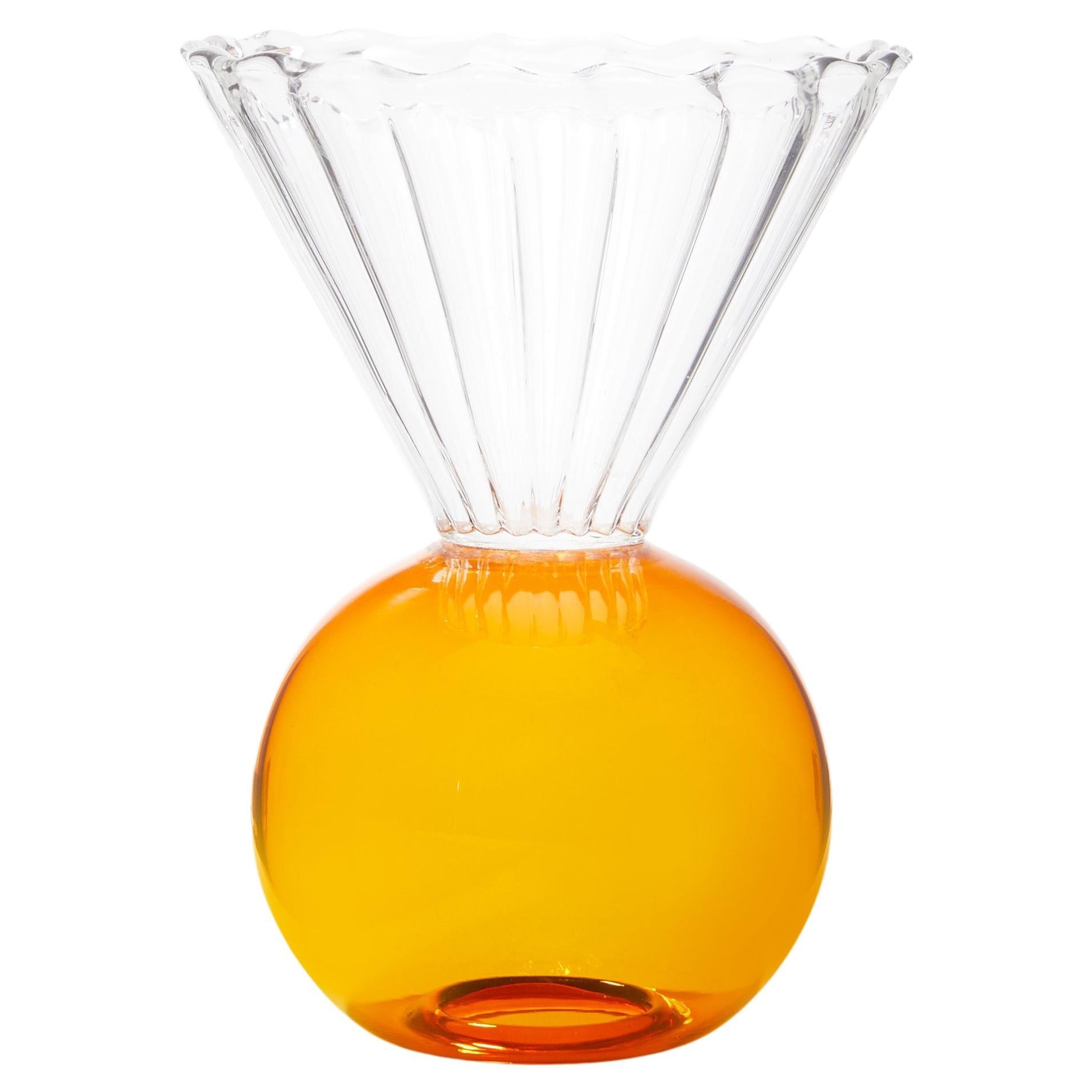 Contemporary Amber Blown Glass Bowl by Natalia Criado Circular Round Cone For Sale