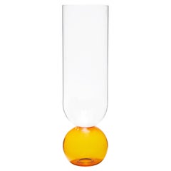 Contemporary Amber Flower Glass Blown Cylinder Vase Handcrafted, Natalia Criado