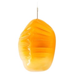 Contemporary Amber Murano Blown Glass Calymene I Pendant Lamp by Edoardo Cozzani