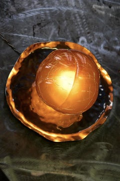 Contemporary Amber Murano Blown Glass Craquelé Wall Sconce by Edoardo Cozzani