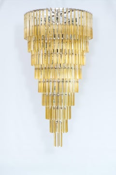Contemporary Amber Murano Glass Cone Chandelier, Made in Italy