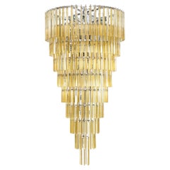 Contemporary Amber Murano Glass Cone Chandelier, Made in Italy