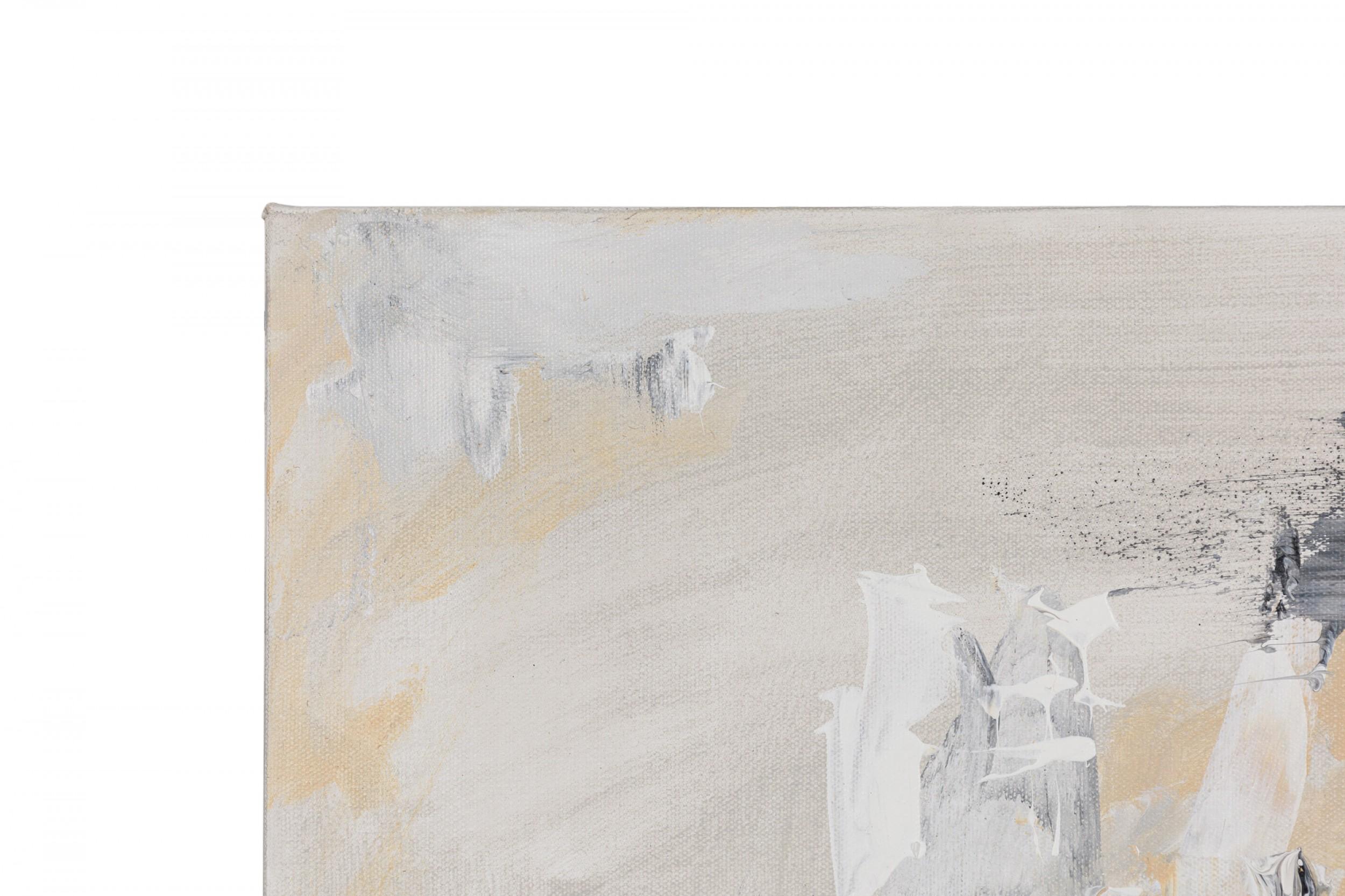 Contemporary American Abstract Acryl Beige und Grau Gemälde auf Leinwand (amerikanisch) im Angebot