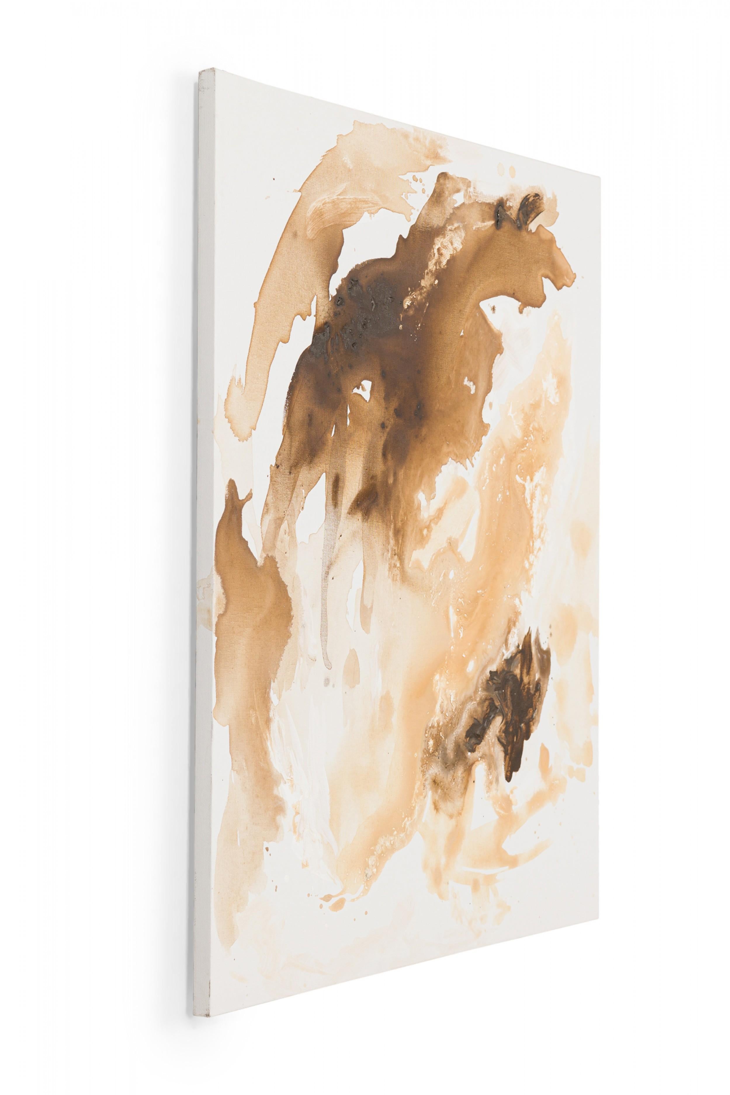 Américain Peinture abstraite contemporaine américaine à l'acrylique et au lavis de Brown sur toile en vente