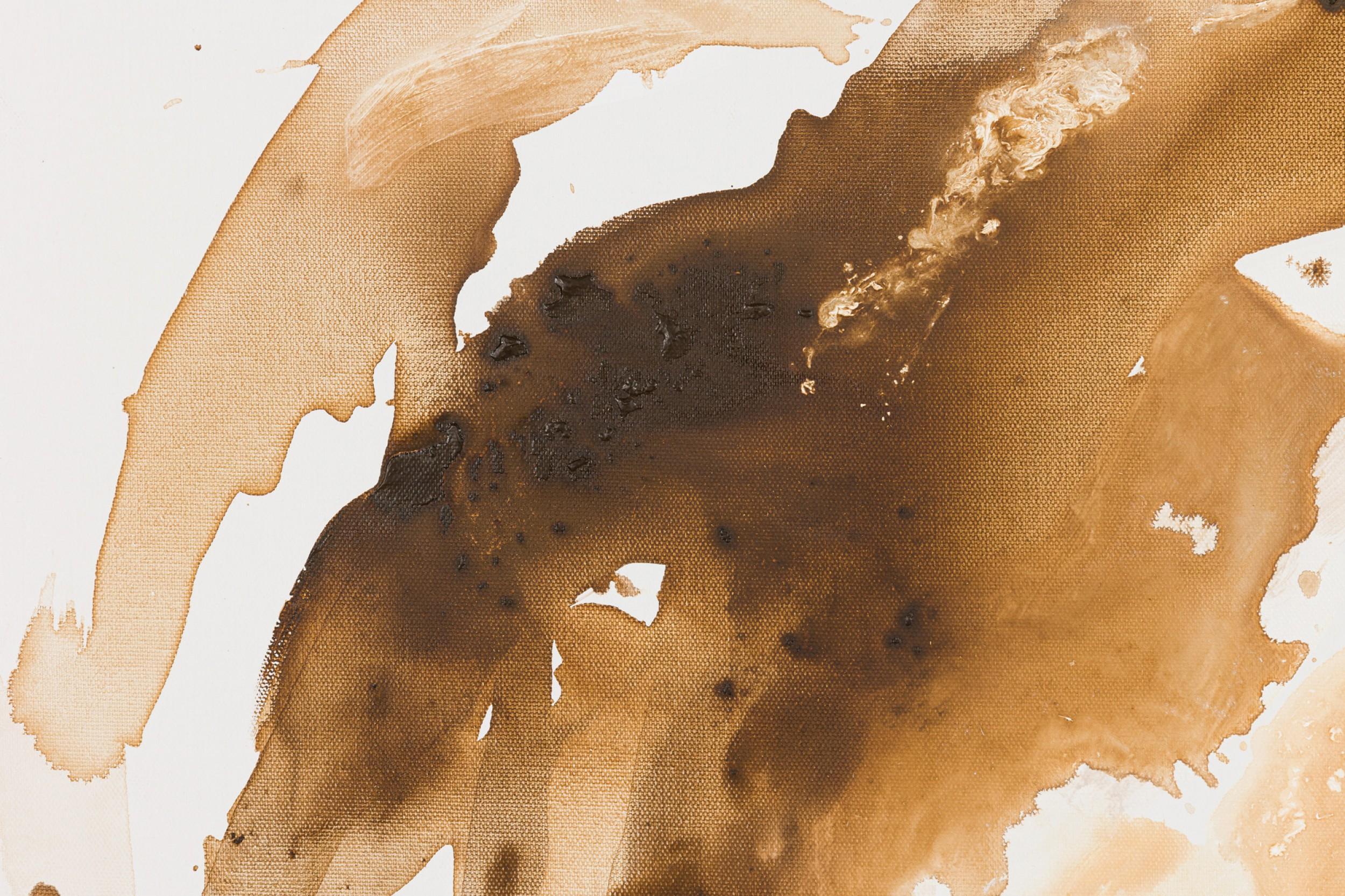 Buriné Peinture abstraite contemporaine américaine à l'acrylique et au lavis de Brown sur toile en vente