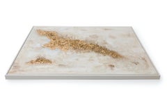 Contemporary American Abstract Mixed Media Gold Textural Painting on Canvas
