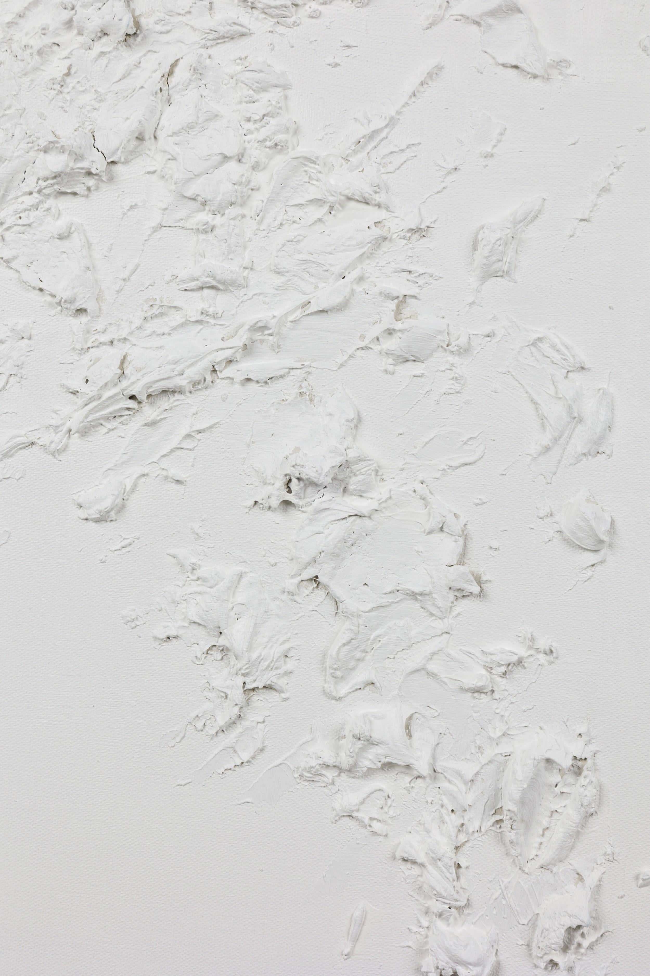 Contemporary American Abstract Mixed Media White Textural Painting on Canvas (amerikanisch) im Angebot