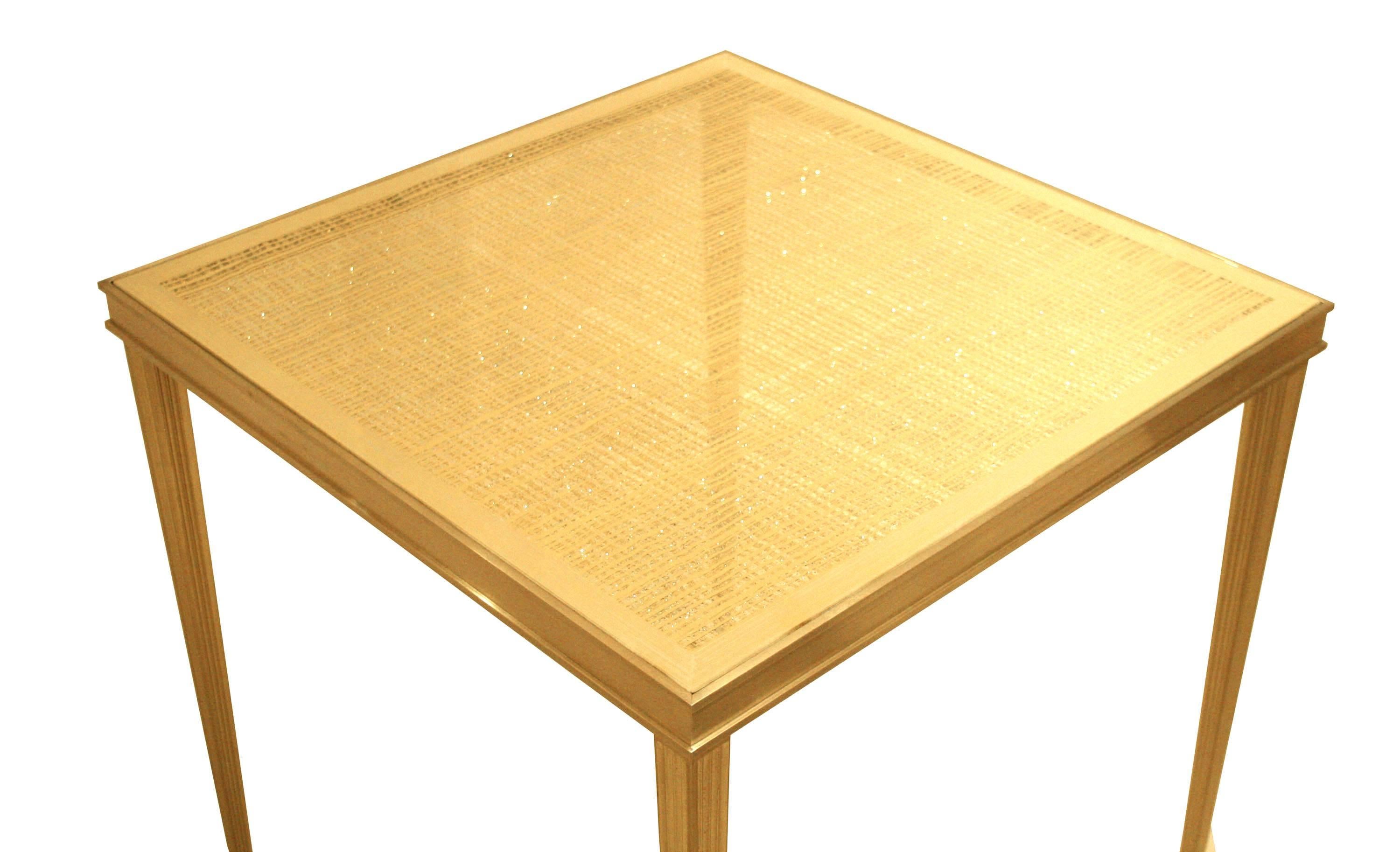 American Louis XVI Bronze √âglomis√© Glass End Table