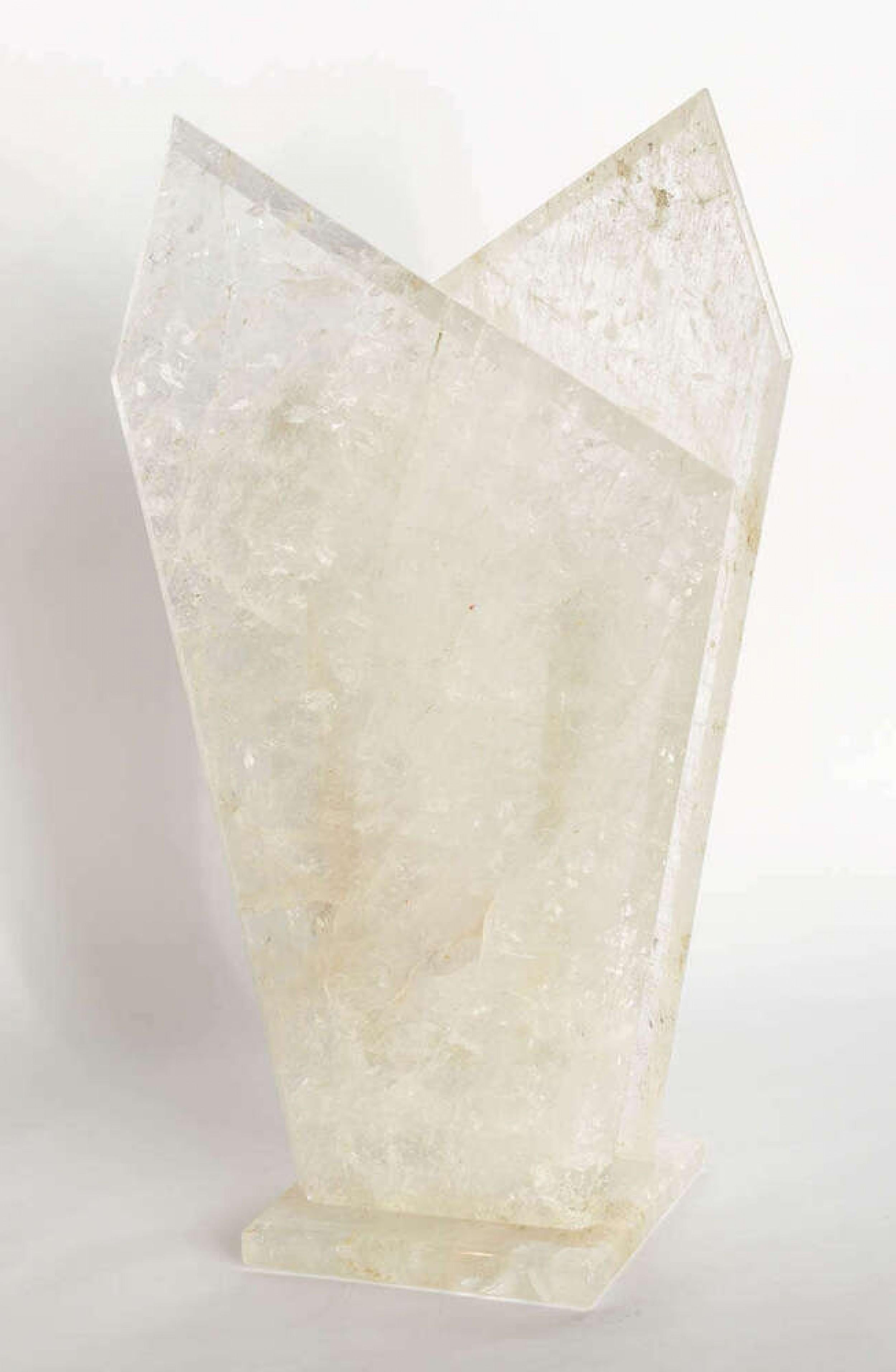 Modern Contemporary American Large Rock Crystal Vase For Sale