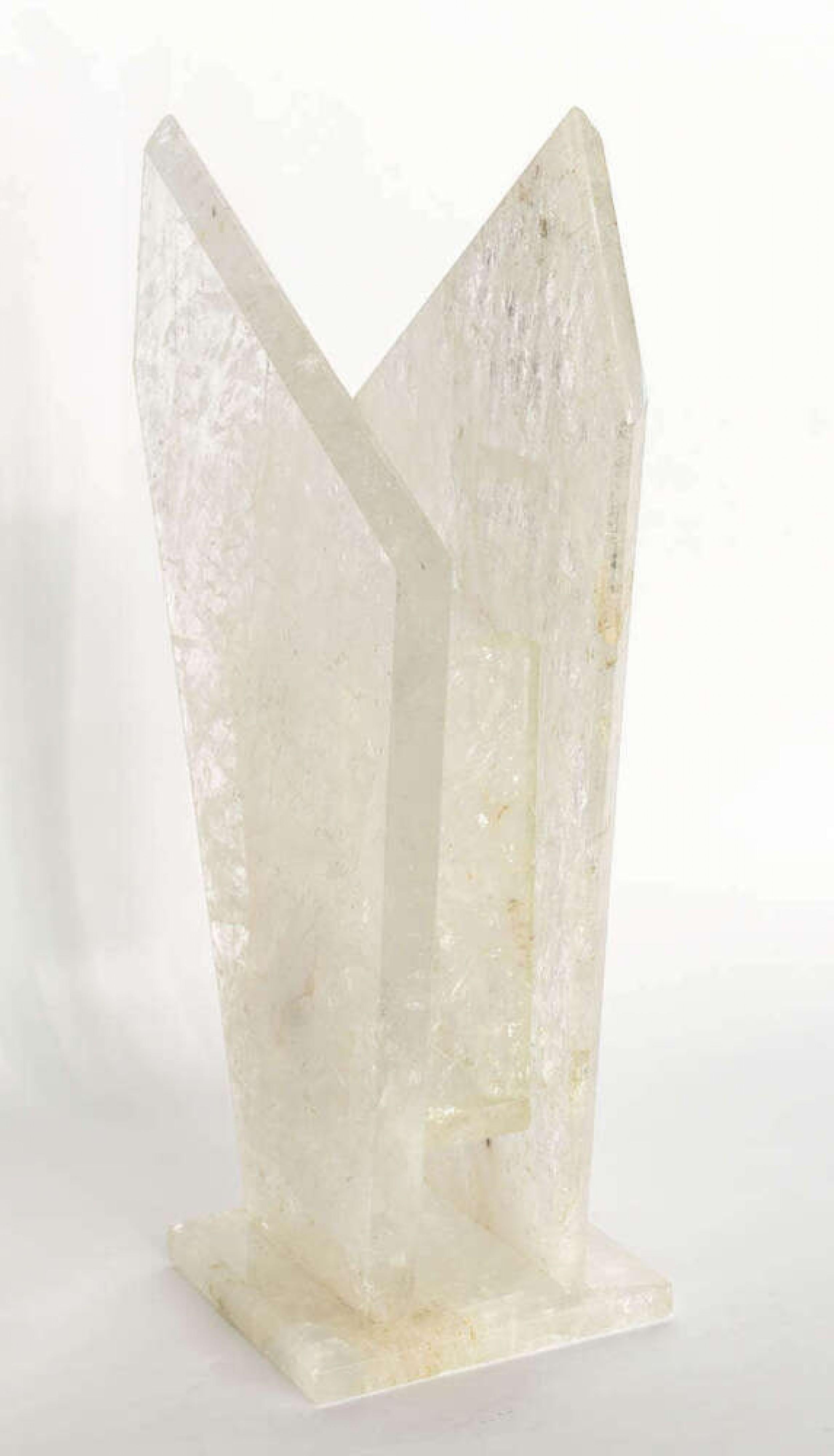 Grand vase américain contemporain en cristal de roche Bon état - En vente à Queens, NY