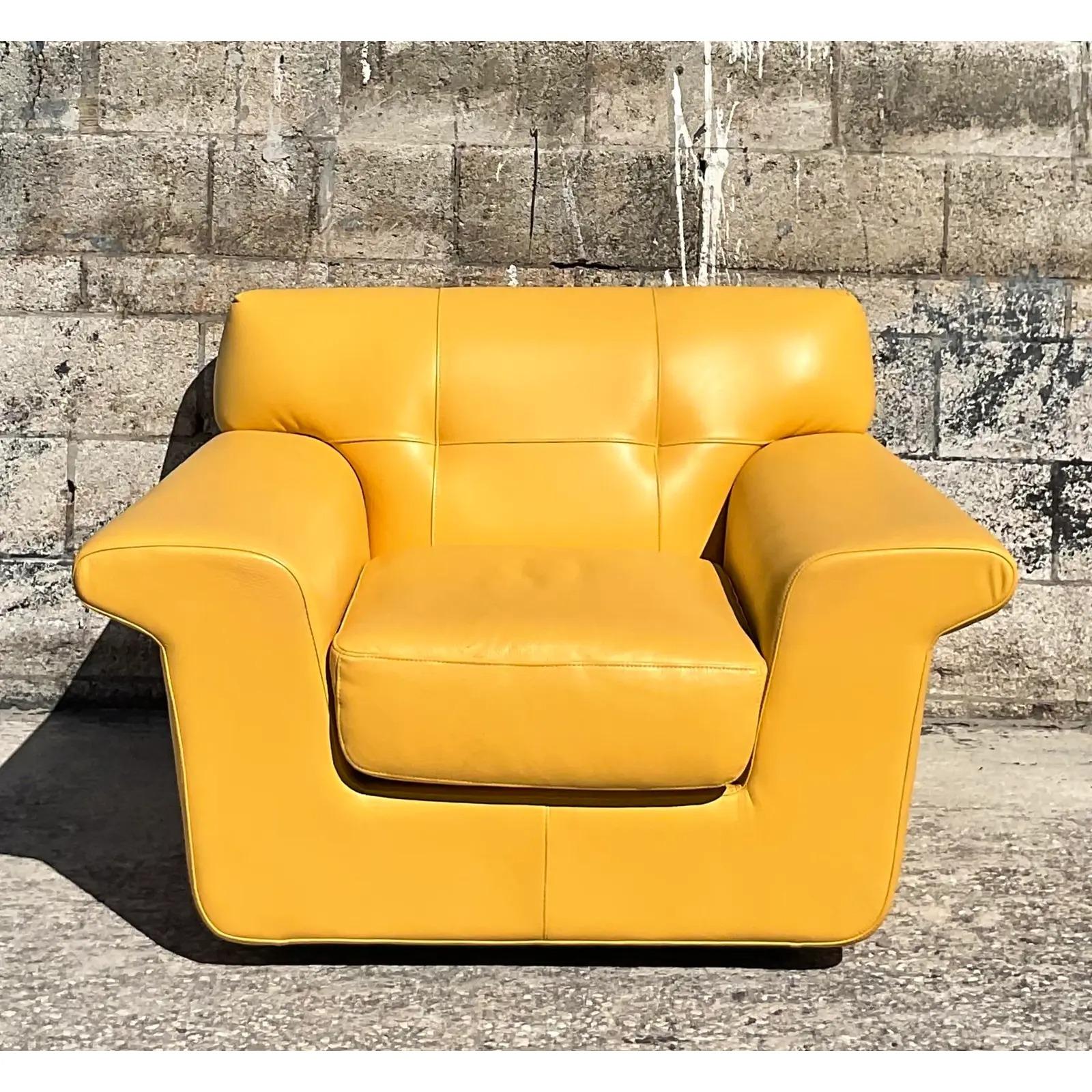 yellow leather chairs