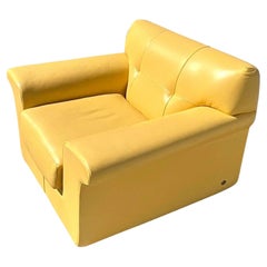 Contemporary American Leather Yellow Leather Swivel Lounge Chair