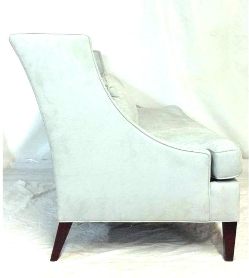 Fabric 20th Century American Made Suede Upholstered Settee  For Sale