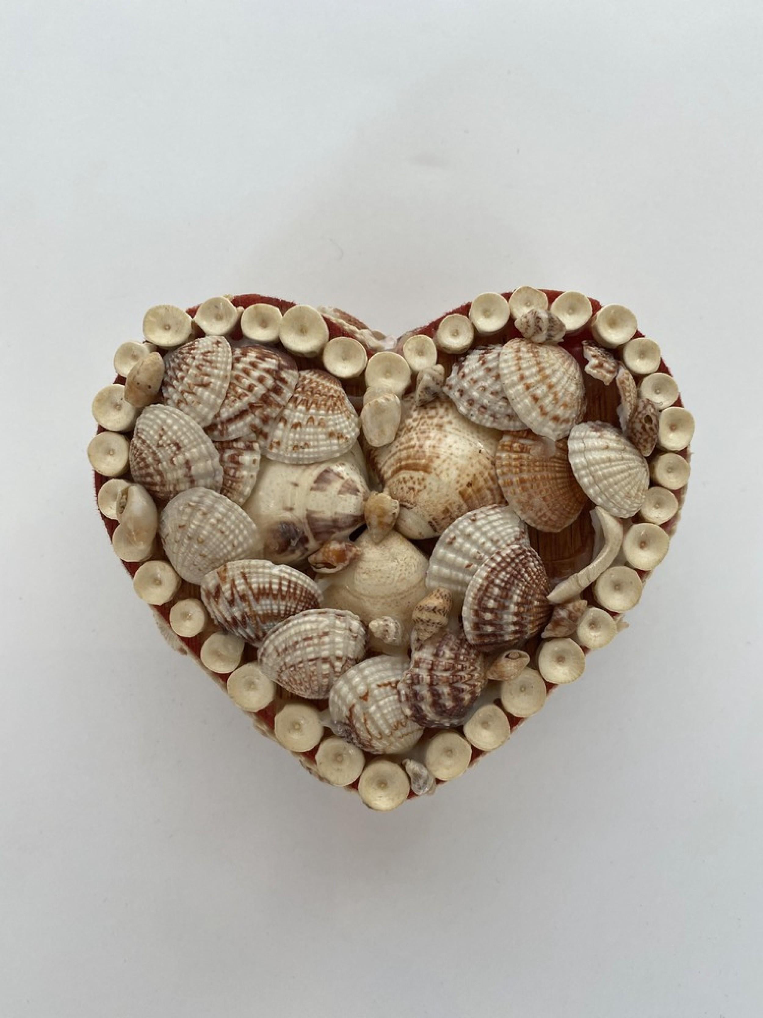 Contemporary American Modern Heart Shaped Seashell Jewelry Box In Good Condition For Sale In New York, NY