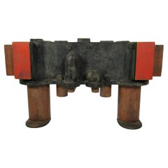 Contemporary American Modern Industrial Mold Painted Wood Wall Sculpture