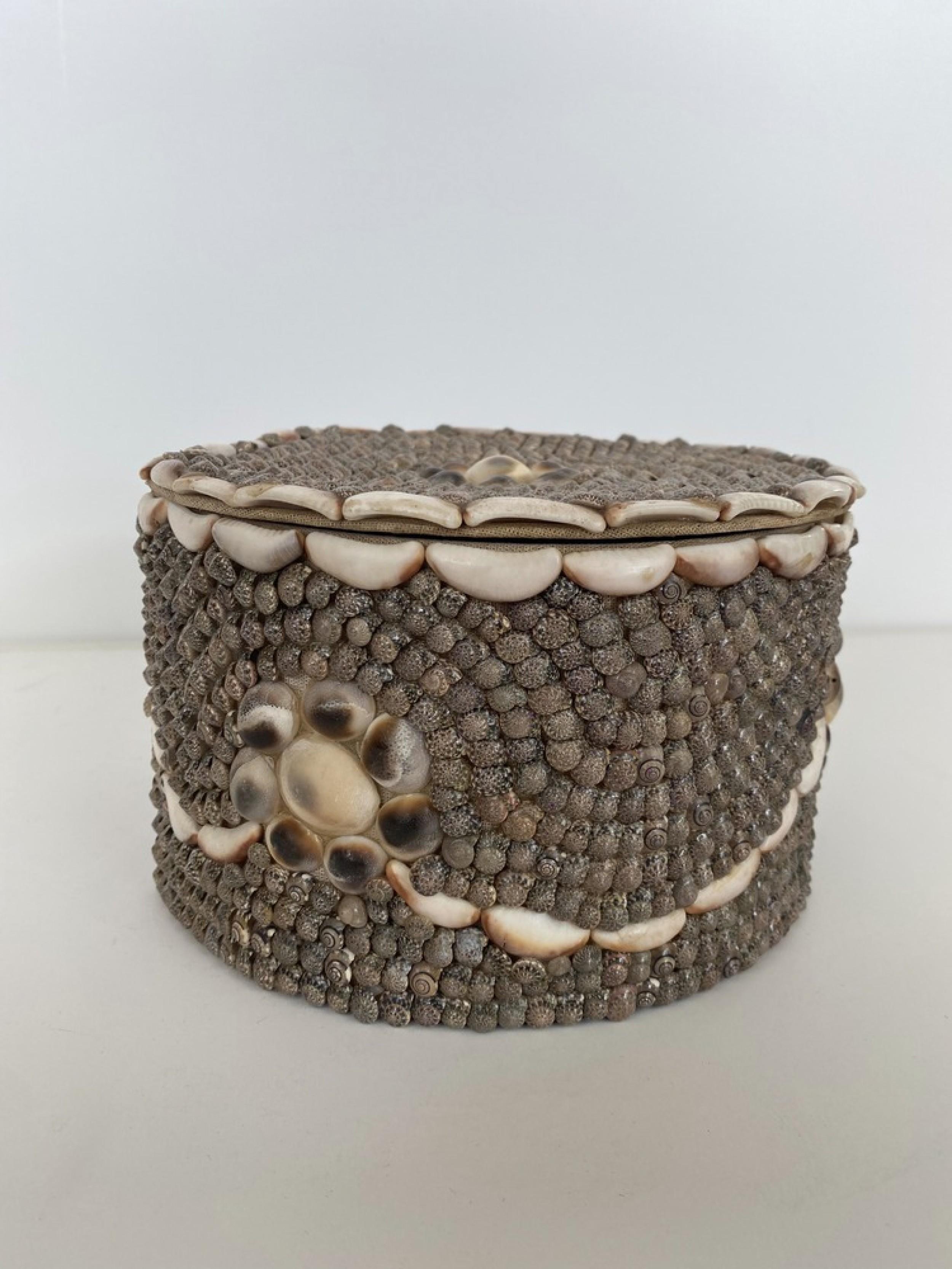 Contemporary American Modern Oval Seashell Veneer Jewelry Box In Good Condition For Sale In New York, NY