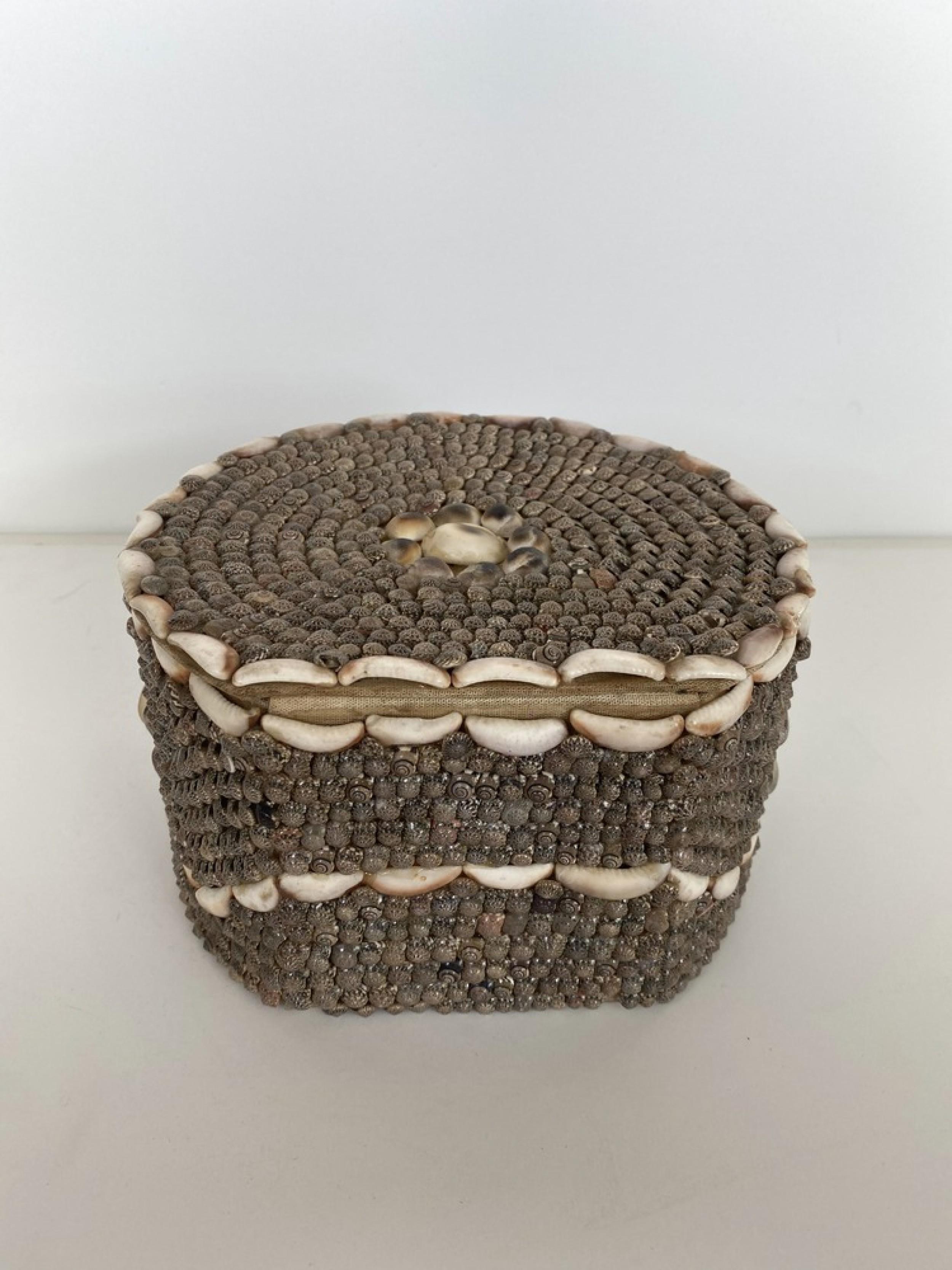 Contemporary American Modern Oval Seashell Veneer Jewelry Box For Sale 1
