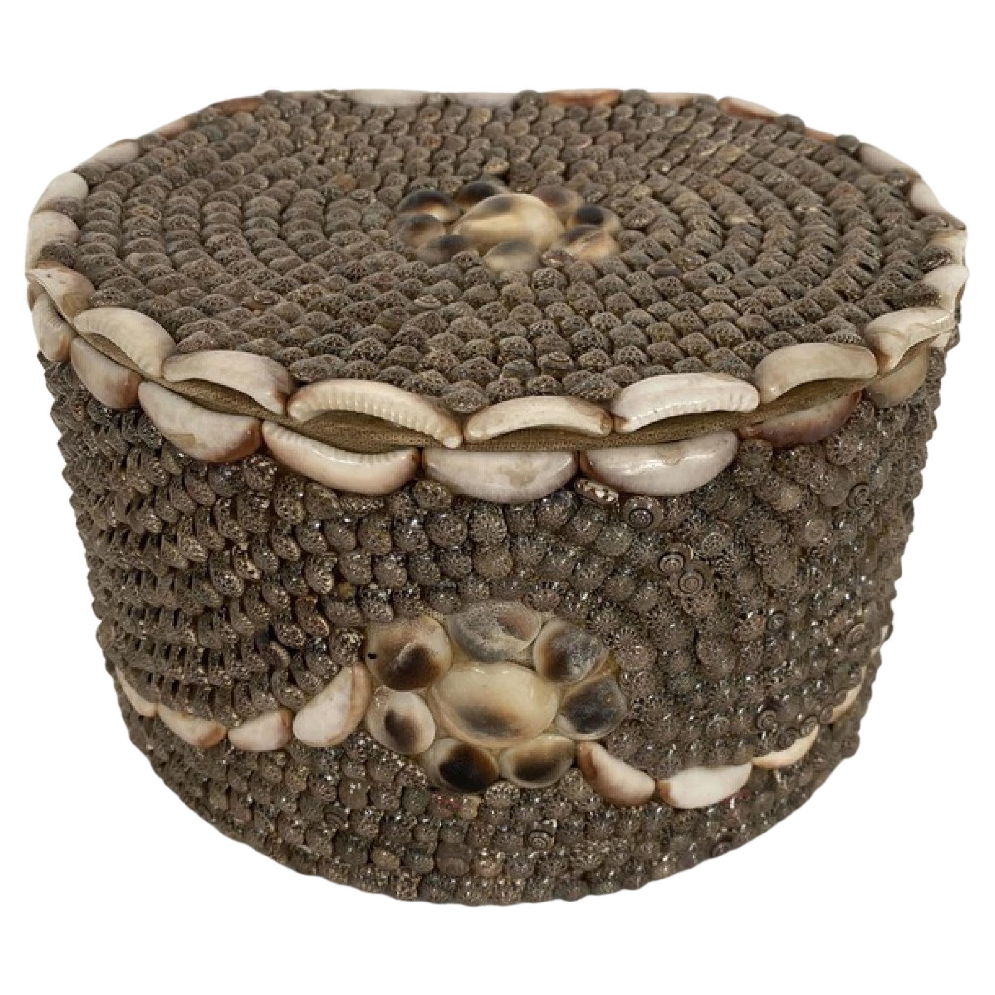 Contemporary American Modern Oval Seashell Veneer Jewelry Box For Sale