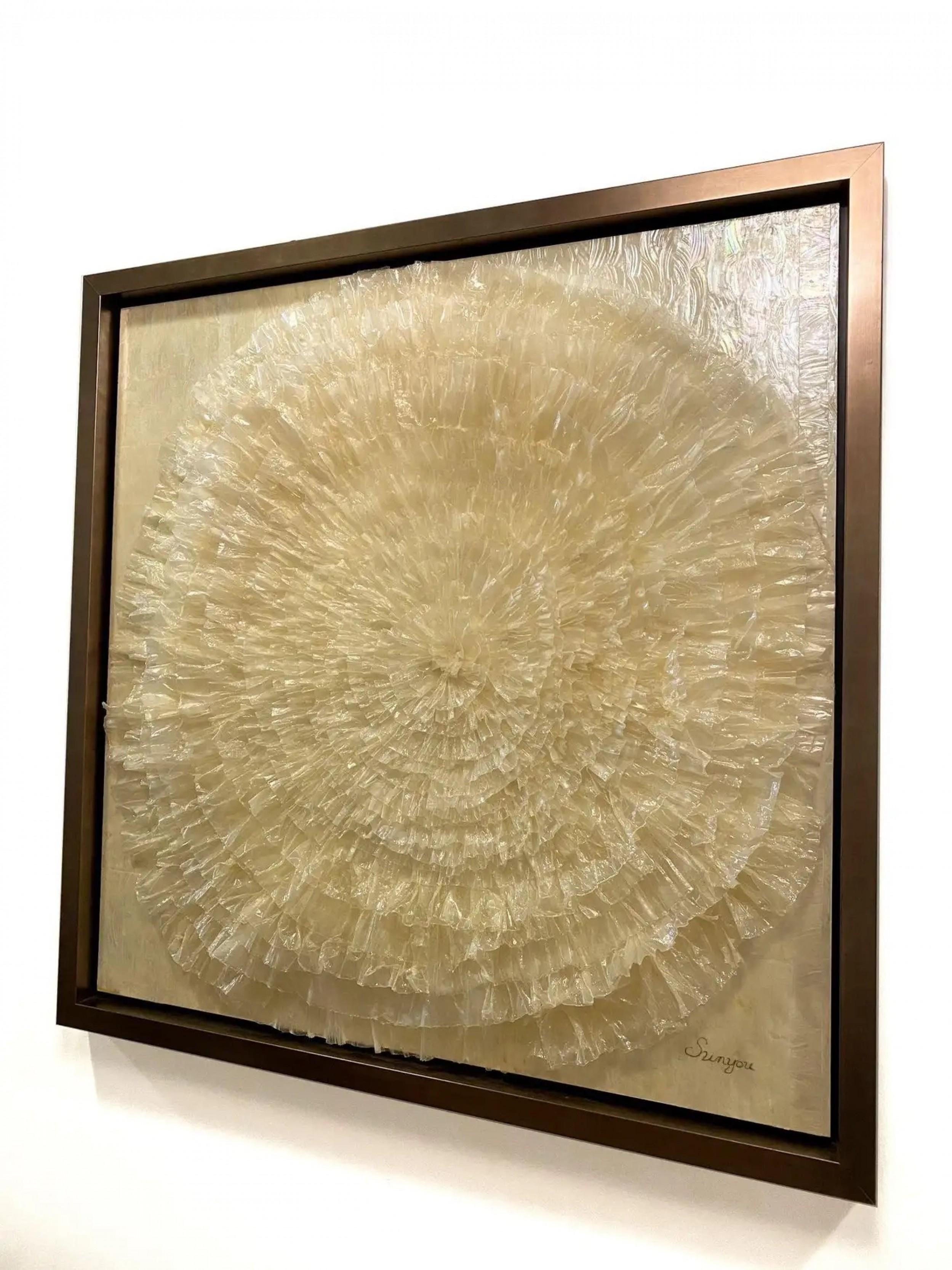 Zeitgenössisches amerikanisches Multimedia-Kunstwerk auf Reispapier (Moderne der Mitte des Jahrhunderts) im Angebot