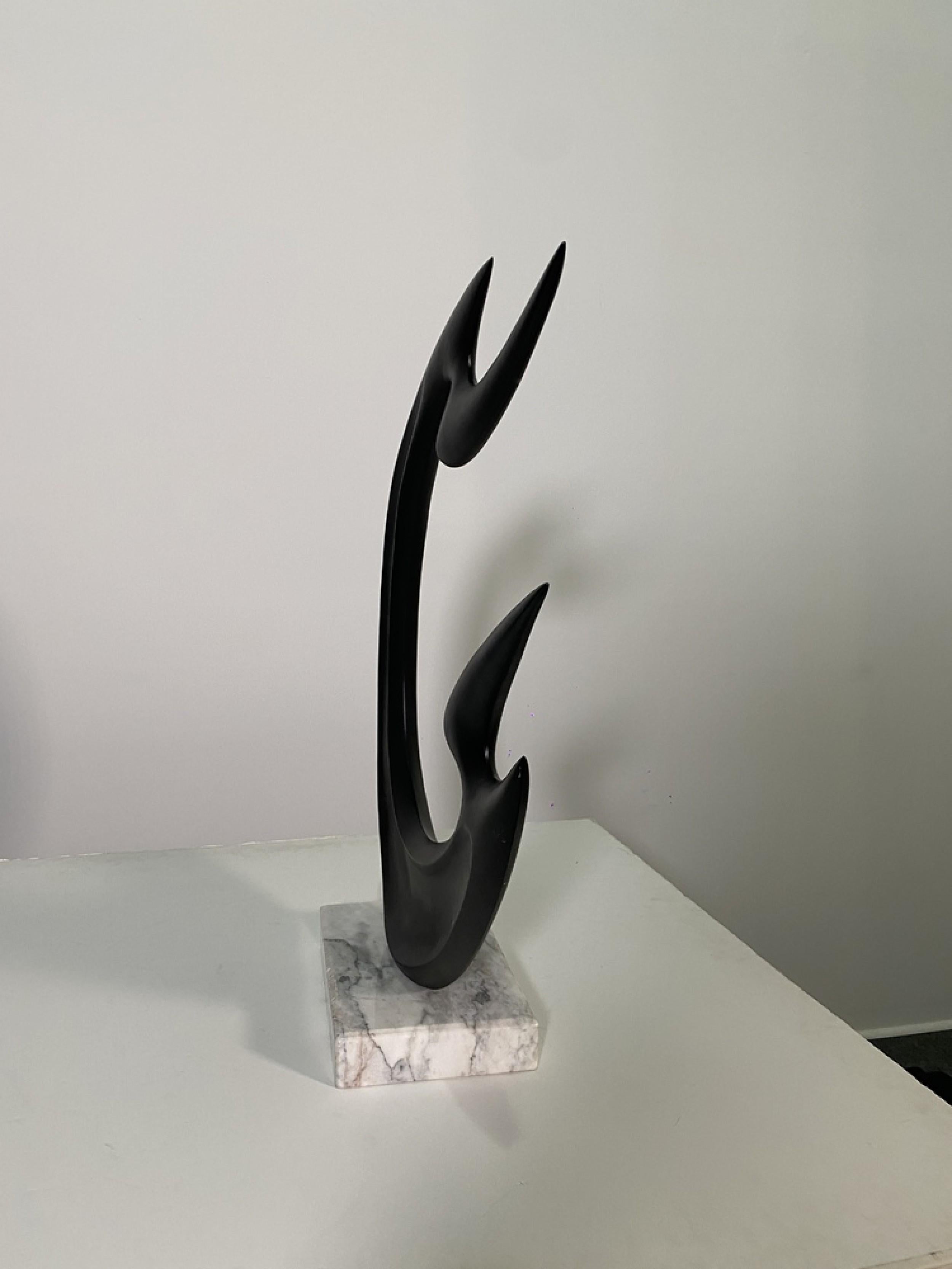 Contemporary American Patinated Bronze Abstract Sculpture on Marble Base In Good Condition For Sale In New York, NY