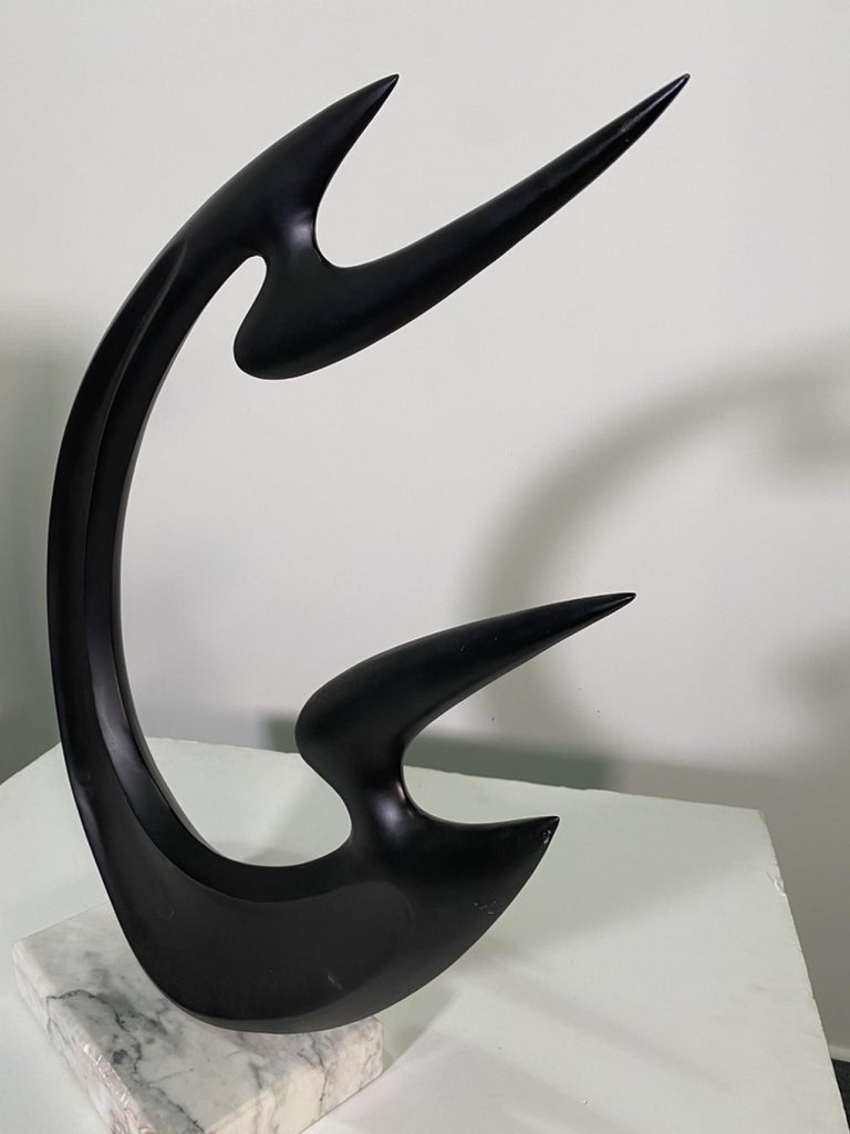 Contemporary American Patinated Bronze Abstract Sculpture on Marble