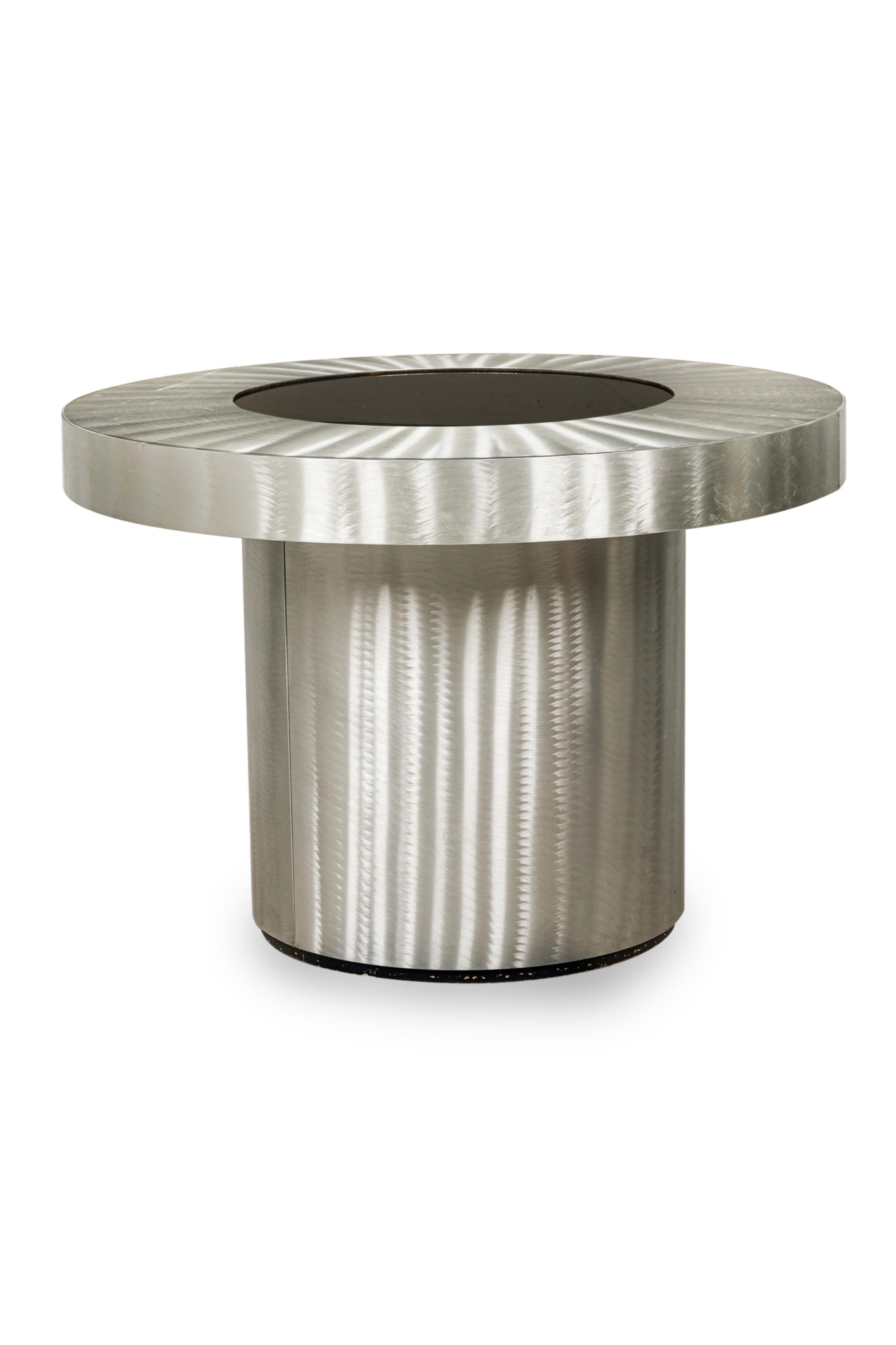 Moderno Tavolo Infinity AM Contemporary in acciaio inox e vetro nero in vendita